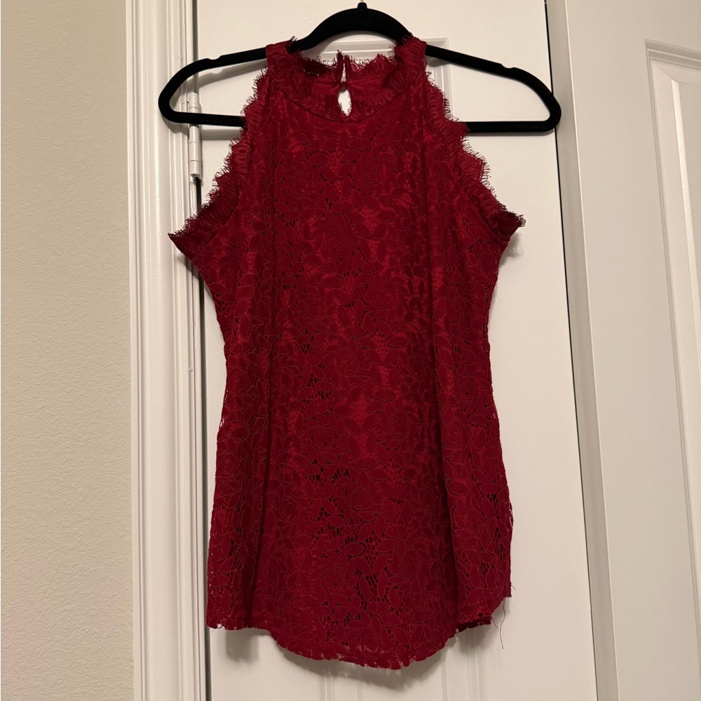 Elegant Red Lace Sleeveless Top